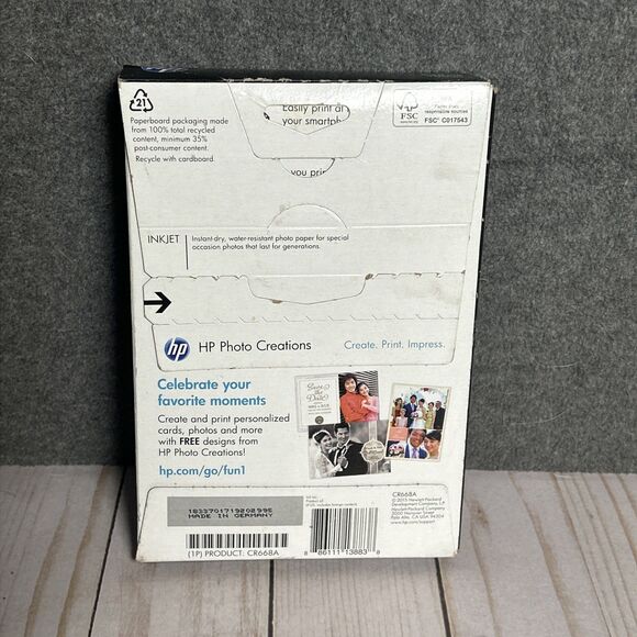 HP Premium Plus 4x6" Photo Paper Glossy Inkjet 100 Sheets CR668A  NEW Box Damage - Picture 2 of 4